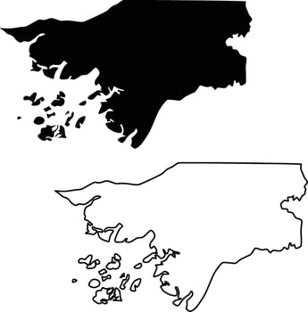 Guinea Bissau Map Silhouette Flat and Outline Design vector
