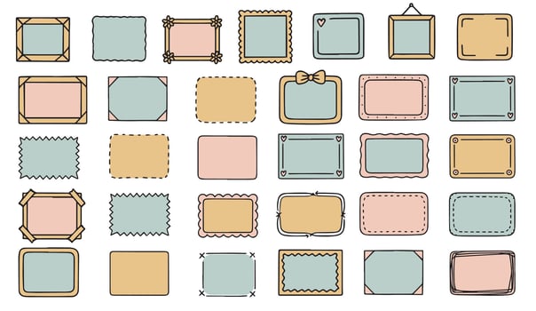 Set of vintage doodle frames. Collection of vintage ornamental frames with drawings. illustration vector