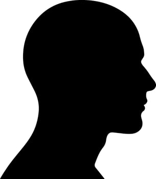Profile view of a bald man's head and shoulders in a stark black silhouette against a white background vector
