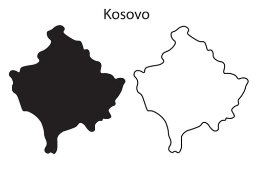 Kosovo map silhouette Clean black outline vector