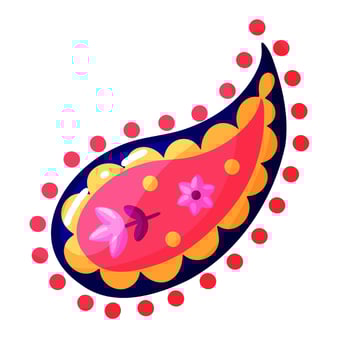 Illustration of Vibrant Paisley Motif with Flowers vector