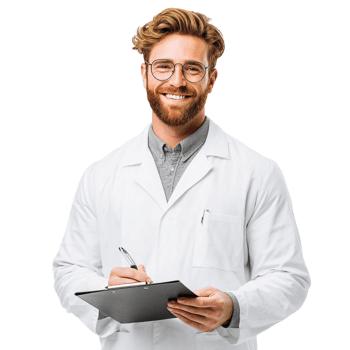 Smiling Male Doctor Holding Clipboard png