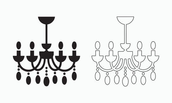 Black and White Chandelier Illustration icons vector