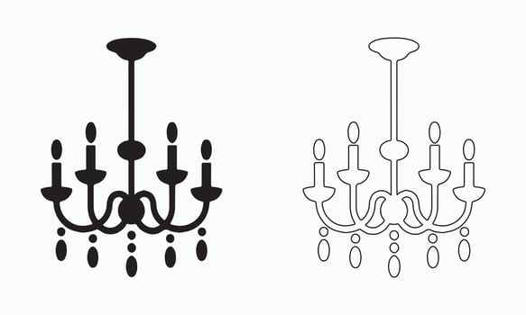 Black and White Chandelier Illustration vector