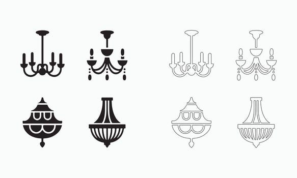 Illustration of Various Chandelier Designs editable icons set vector