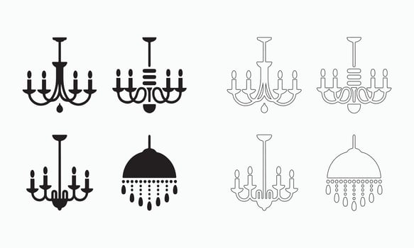 Illustration of Various Chandelier Designs icons set vector