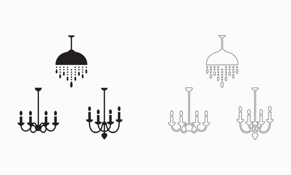 Illustration of Various Chandelier Designs editable icons vector