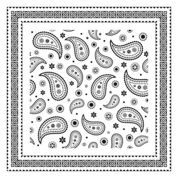 Black and white floral paisley seamless pattern design vector