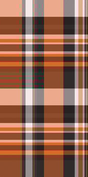 Vibrant autumnal plaid pattern in warm orange, brown, and white. Perfect for fall fashion, textile design, or seasonal backgrounds. vector