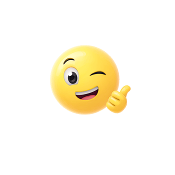 Winking yellow emoji giving a thumbs up gesture isolated on transparent background png