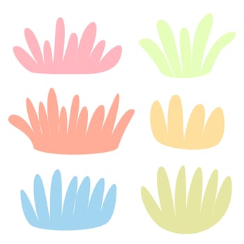 Bushes set with pastel color vector