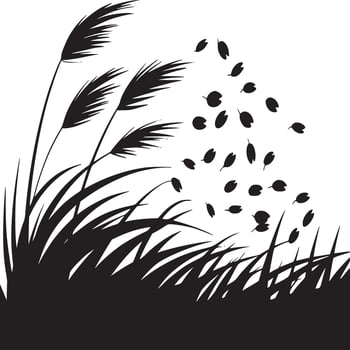 grass and leaves blowing in the wind on a white background vector
