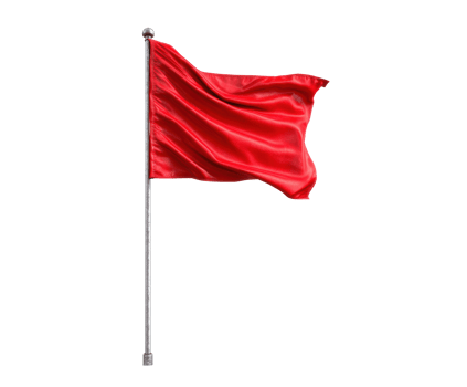 Red flag waving in the wind on a silver pole during daylight png