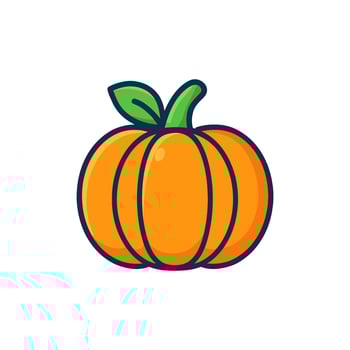 Orange pumpkin with a green stem and leaves, perfect for autumnthemed designs, halloween decorations, food blogs, and seasonal festivities. vector