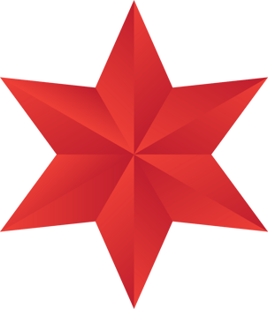 Red Geometric Eight-Pointed Star with Folded 3D Texture Design. png