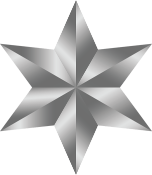 Metallic silver 3D eight-point star icon. png