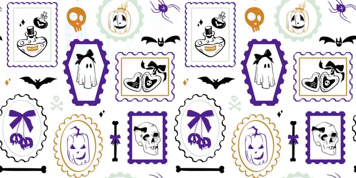 Halloween pattern with ghosts and pumpkins vector