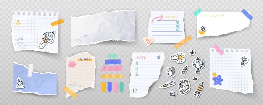 Colorful note papers with decorative stickers vector
