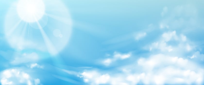 Blue sky with clouds and sunlight vector