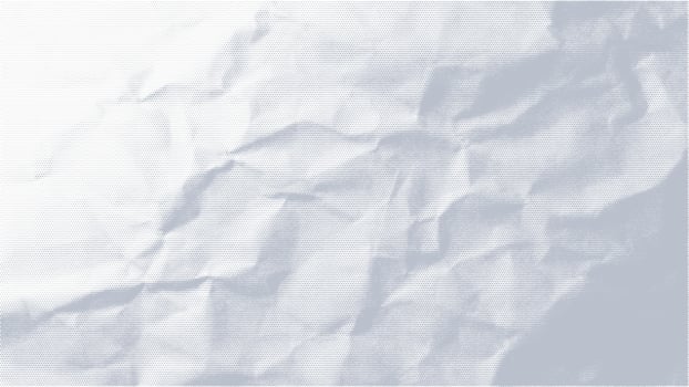White crumpled paper texture, halftone dot effect in monochrome tones. Grainy background, realistic pattern, vintage brown backdrop. Wrinkled surface with soft shadows and retro comic print style. vector