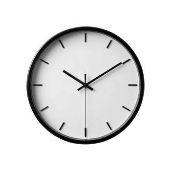 Black and White Clock on Transparent Background png