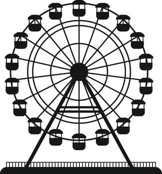 Ferris wheel isolated icon Silhouette, vector