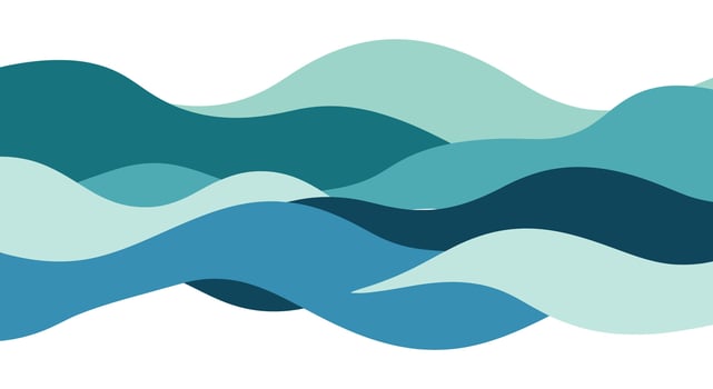 Abstract teal waves flow gently across a clean, transparent background. vector