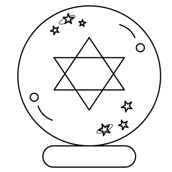 outline of witch glass ball png