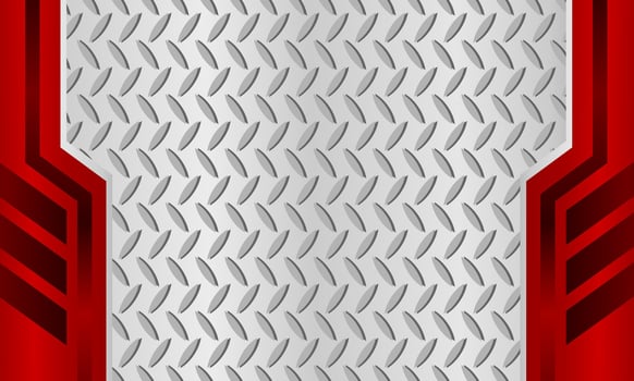 Modern aesthetic metallic background with bold red abstract industrial edge design vector