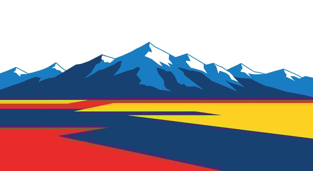 Colorado mountain landscape design with flat minimalist style and vibrant colors vector