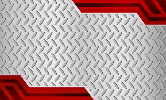 Modern metallic background with symmetrical red stripes and diamond steel texture vector