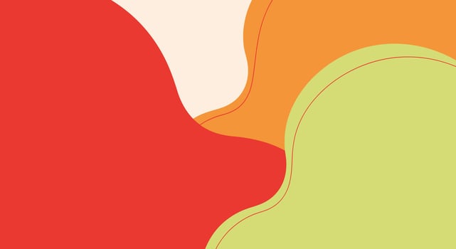 Abstract design featuring red, green, orange, and white color blobs with dark outlining vector