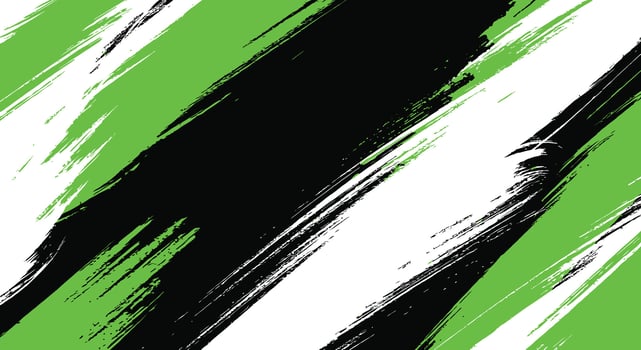 Vibrant abstract background with dynamic green, white, and black brushstrokes for modern designs vector