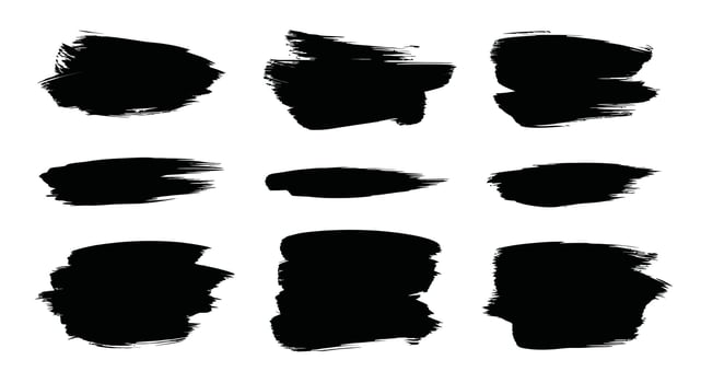 Dramatic black paint strokes create bold artistic statement on white background for modern design projects vector