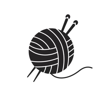 A ball of yarn with two needles on it vector