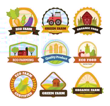 Collection of eco farm badges and logos vector