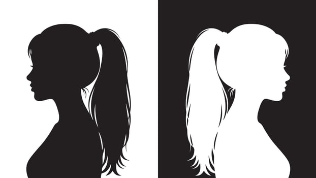 Silhouette of a woman with ponytail vector