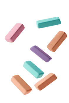 Colorful school erasers . Colored erasers falling down for back to school concept . Colored eraser for school and outdoors activities flying isolated png