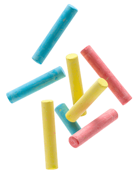 Colorful chalk . Limestone chalk falling down for back to school concept . Colored chalk for school and outdoors activities isolated png