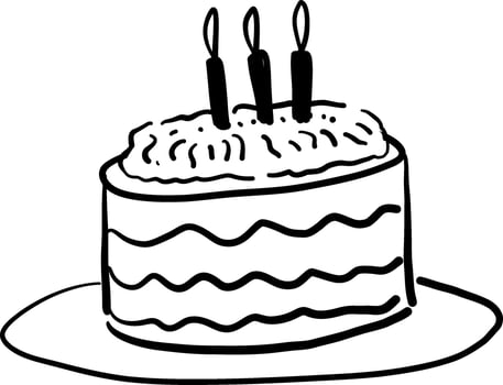 Sketchy Birthday Cake with Cherry Topping vector