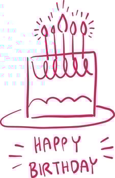 Hand Drawn Cute Birthday Cake vector