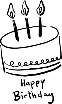 Vintage Birthday Cake Line Drawing vector