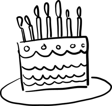 Birthday Cake Drawing with Fruit Toppings vector