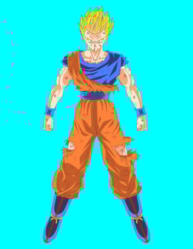 Gohan Super Saiyan Full Body with Battle Damage Dragon Ball Illustration vector