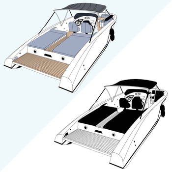 Back and top view boat printable drawing vector