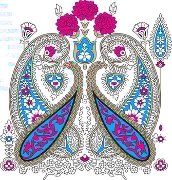 a colorful paisley design with flowers and birds vector