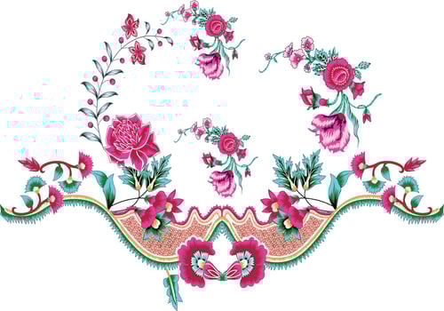 New floral design with pink and green flowers vector