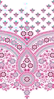 an ornate pink and blue design with a floral pattern vector