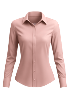 Womens long sleeve blush pink button down shirt fitted style png