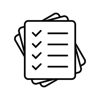 Checklist line icon. Paper document with checks thin line icon. vector